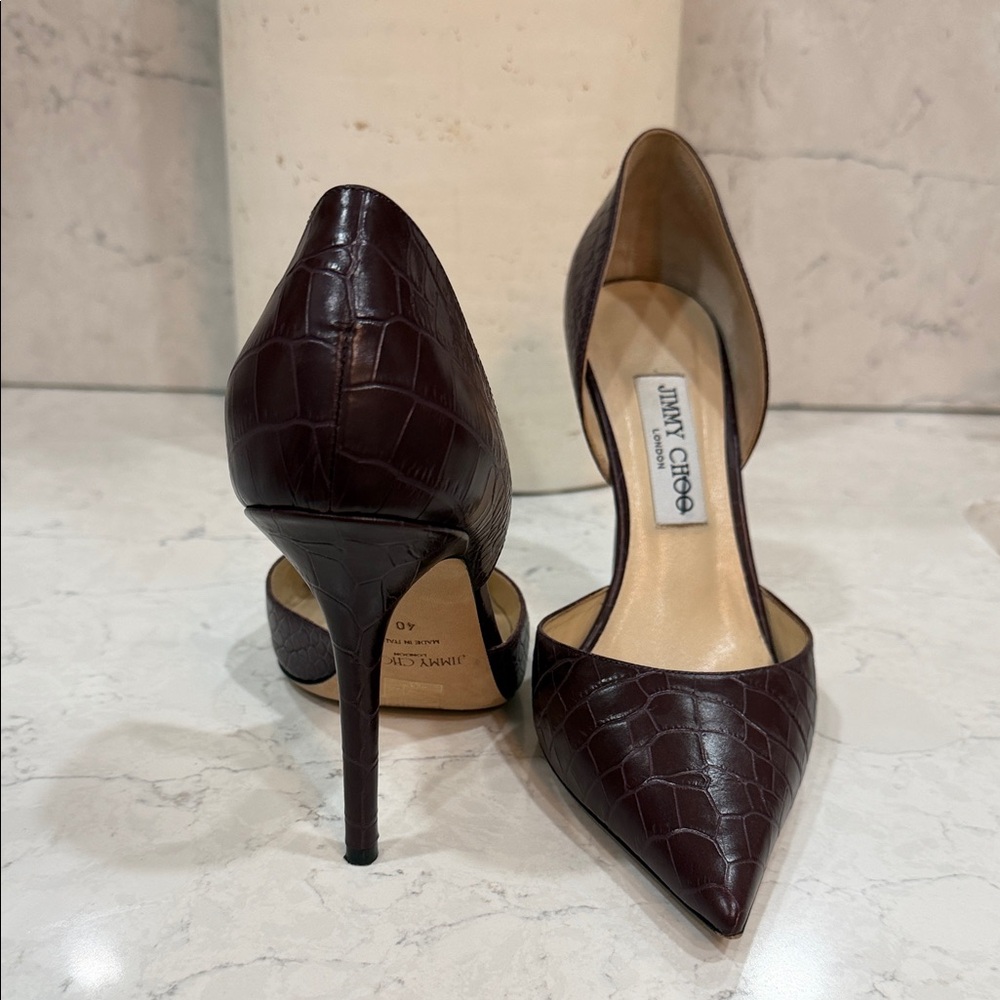 Jimmy Choo Dark Brown Croc-Embossed Heels size 40/9 - Picture 3 of 6